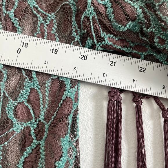 Altar'd State Kimono Topper Sheer Flare Sleeve Boho Fringe Festival Brown - Picture 5 of 8